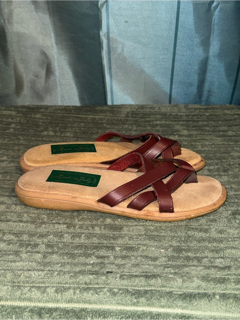 Made in Italy Women’s Cross-Strap Slide Sandals in Burgundy